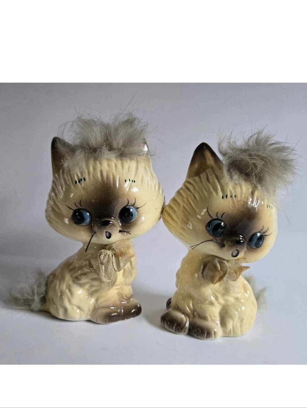 Furry Kitten Cat Figure Figurine Set Vintage